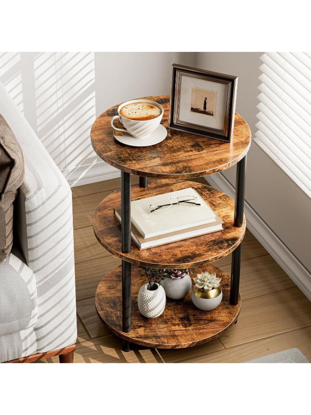 New Small Round Coffee Table - 3 Tier Design Accent Table